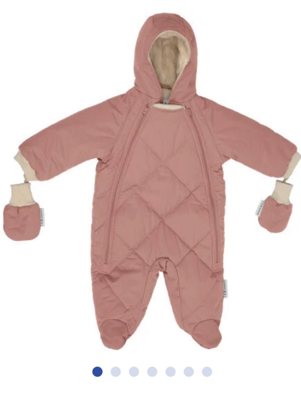 7AM ENFANT, Benji Snowsuit Bebe, Rose Dawn Quilted, size: 6-12 months